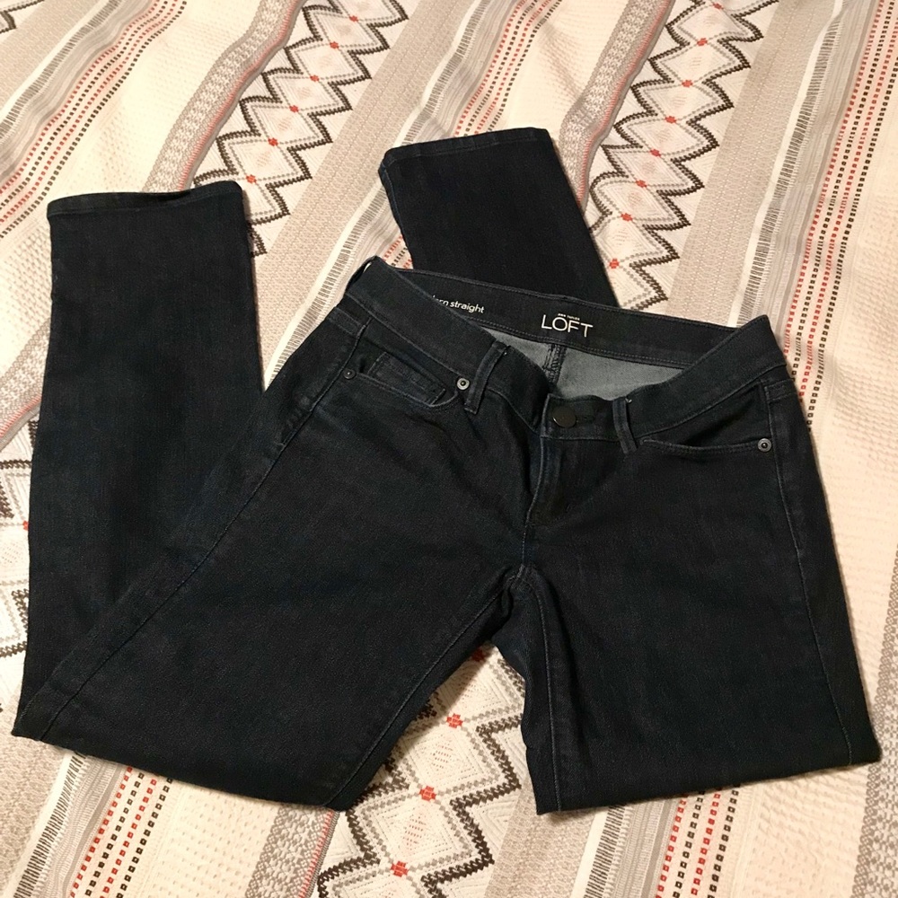 Ann Taylor Loft Modern Straight Jeans - Dark Rinse